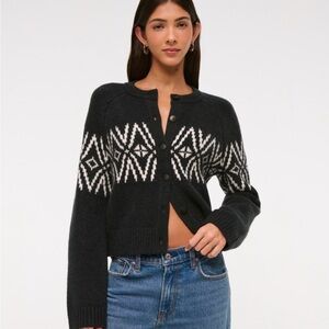 Abercrombie & Fitch Black and White Geometric Cardigan